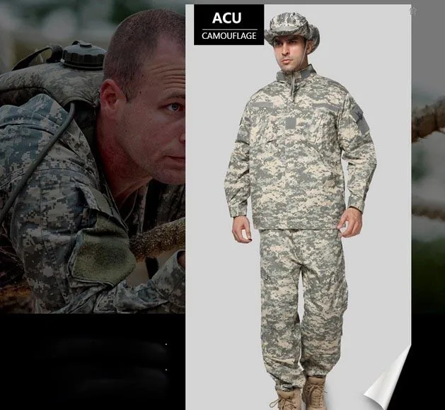 Мужской костюм Ghillie Униформа тактическая стрельба боевой рубашка+ брюки США армии BDU куртка брюки камуфляж охота комплект одежды
