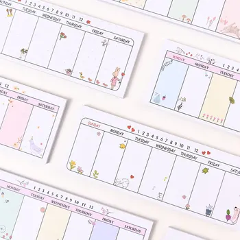 

1pc Creative Planner Diary Memo Pads Stationery Cartoon Post-it Notes Week Plan Scratchpad