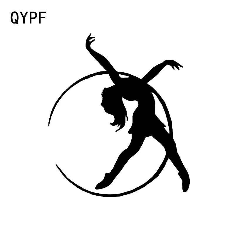 

QYPF 11.7*13.5 Fashion Aerobic Exercise Gymnastics Dancing Girl Decor Car Sticker Silhouette Vinyl C16-2111