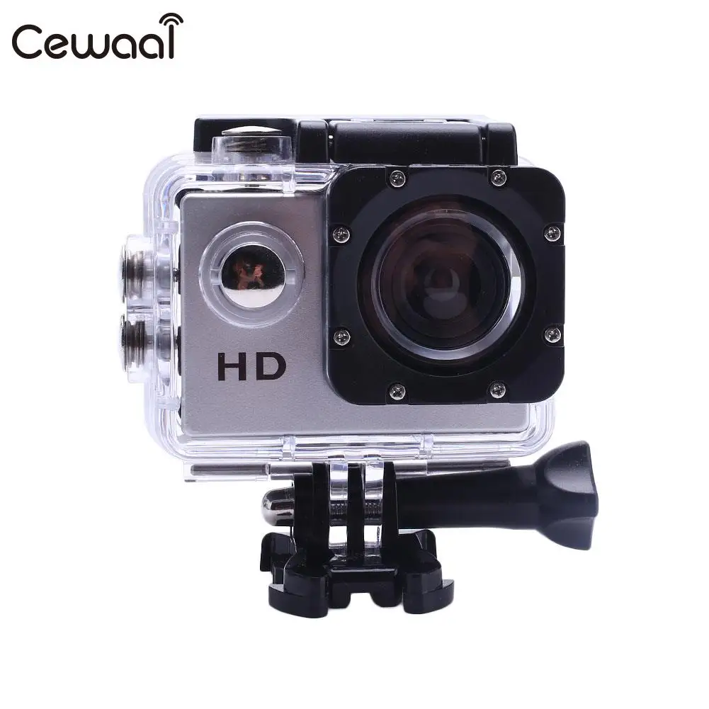 Cewaal Экшн-камера 1080P HD съемка Водонепроницаемая цифровая видеокамера COMS сенсор Широкоугольный объектив камера для плавания и дайвинга - Цвет: silver