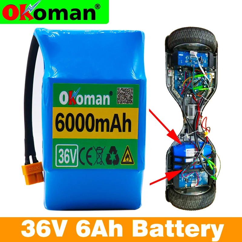 Okoman высокое качество 6AH баланс скутер аккумулятор 36V 6000 мА/ч, высокий дренаж 2-ух колесный электрический самокат баланса батареи