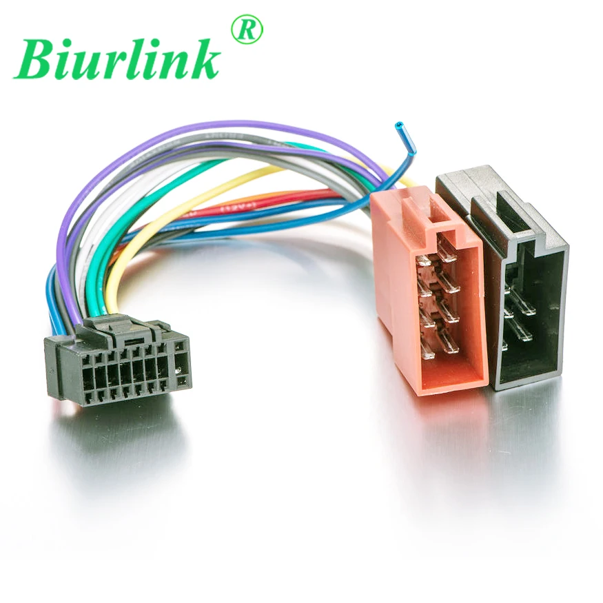 Biurlink 16Pin ISO Din Connector Car Radio Wiring Harness Cable Adaptor Lead Plug for Alpine CDA CDE IDA 22x10mm 16Pin Connector