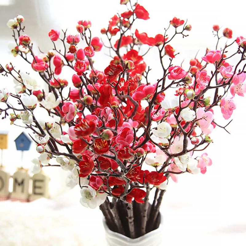 

Artificial flower Cherry Spring Plum Peach Blossom Branch 60cm Silk Flower Tree Flower bud For Wedding Party Decors