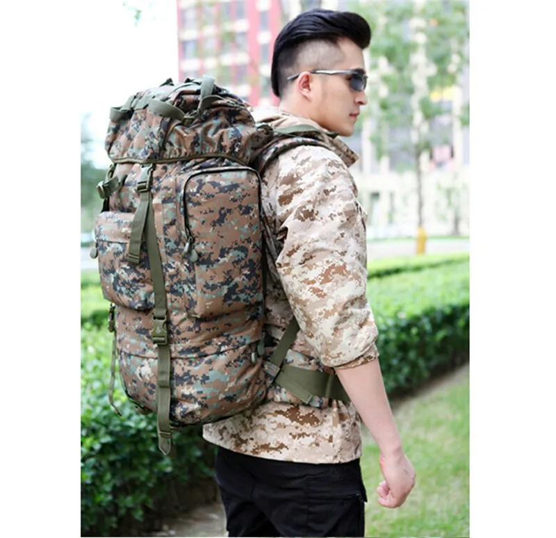 70 L large Backpack Outdoor Sports Bag 3P Military Tactical Bags For Hiking Camping Climbing Waterproof Wear-resisting Nylon Bag