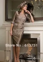 Wholesale - 2013 Half Sleeves Taffeta Knee Length Mother of The Bride Dress With Lace Top and Jacket BO0388