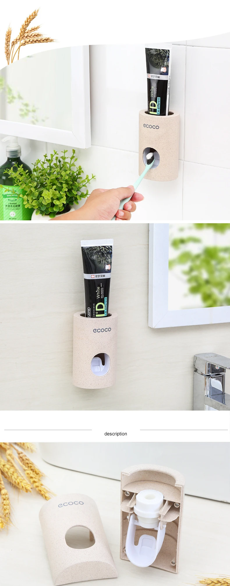 אוטומטי משחת שיניים Dispenser אבק הוכחה מברשת שיניים מחזיק קיר הר Stand אביזרי אמבטיה סט משחת שיניים שן