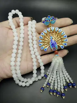 

Natural Beautiful White Jade Beads Hand-woven Phoenix Shape Pendant Necklace Wholesale