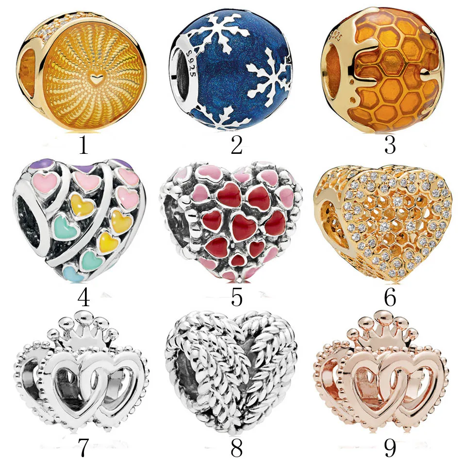 

Rainbow Burst of Love Honecomb Lace United Regal Hearts Bead Charm fit Pandora Bracelet Bangle Authentic 925 Silver DIY Jewelry