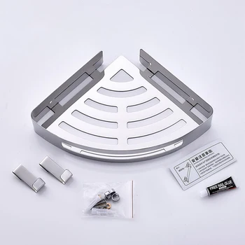 

Shelf Stainless Steel Bathroom Bathroom Toilet Shelf Fan-shaped Rectangular Hardware Perforated Wall Hanging Toiletries Storage