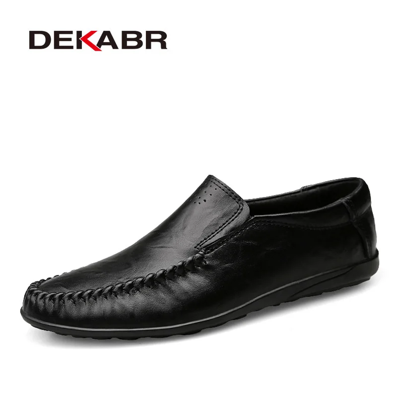 

DEKABR Genuine Leather Men Casual Shoes Breathable Spring Summer Brand Handmade Loafers Driving Men Shoes Plus Big size 36~47