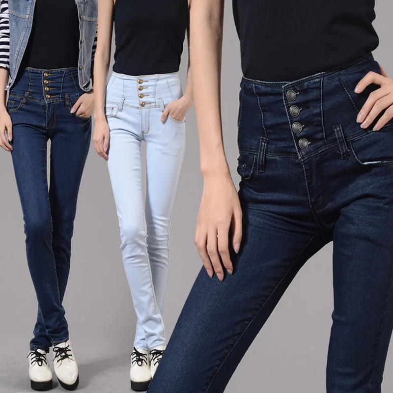 Новинка Осень Весна размера плюс высокая талия широкие ноги динамик женские джинсы брюки женские брюки