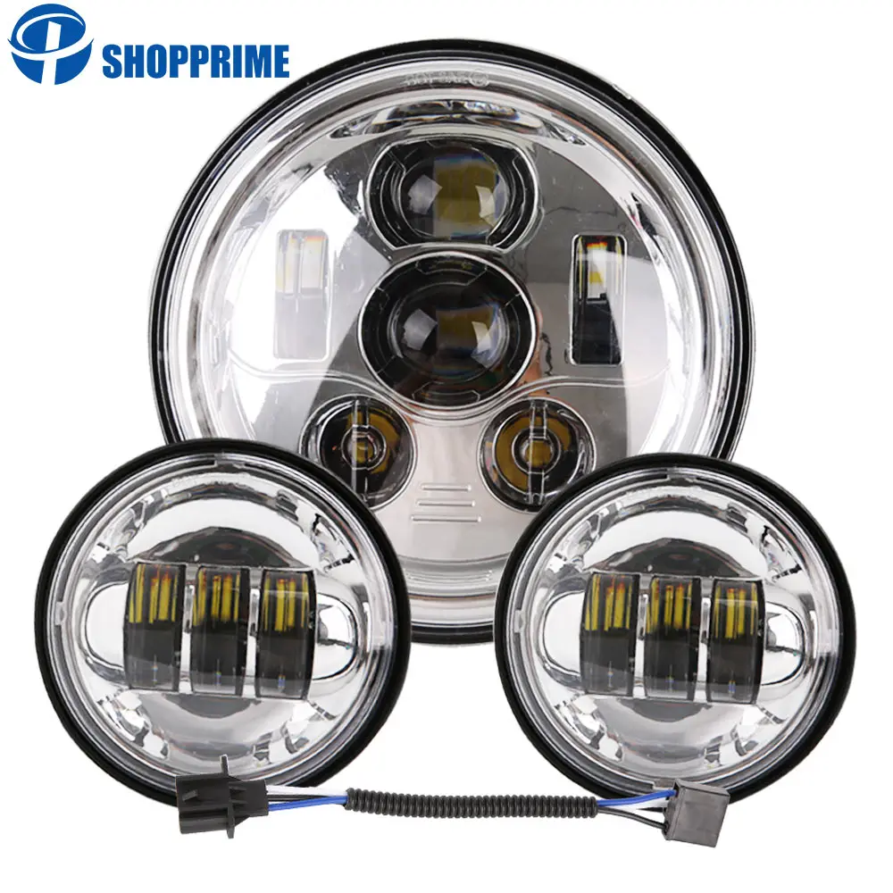 

7inch LED Headlight , 4.5inch Halo Fog Lights , Adapter Ring for Touring Electra Glide Road King Street Glide