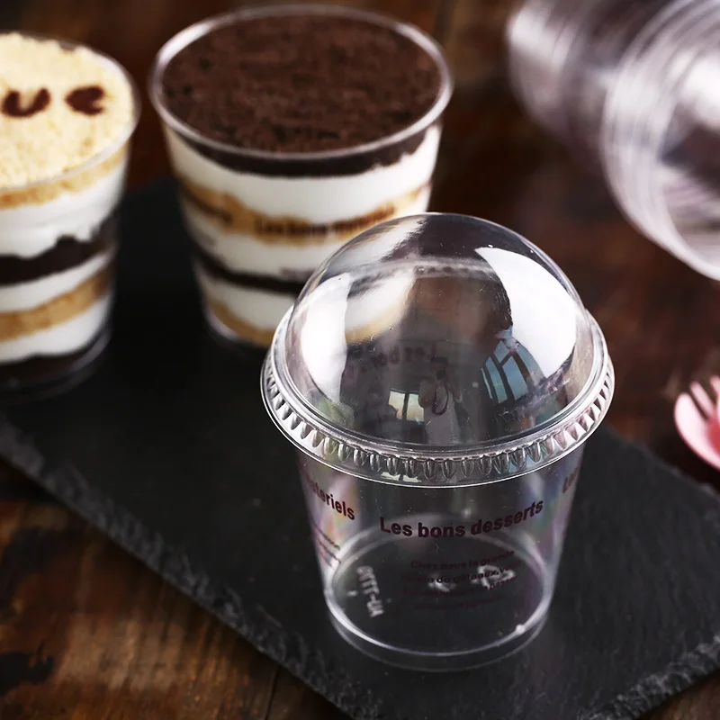 200 мл 50 шт./компл. мусс, десертные чашки прозрачный Пластик пудинг чашки мини чашка для парфэ прозрачная крышка для чашки ложка для мороженого инструмент