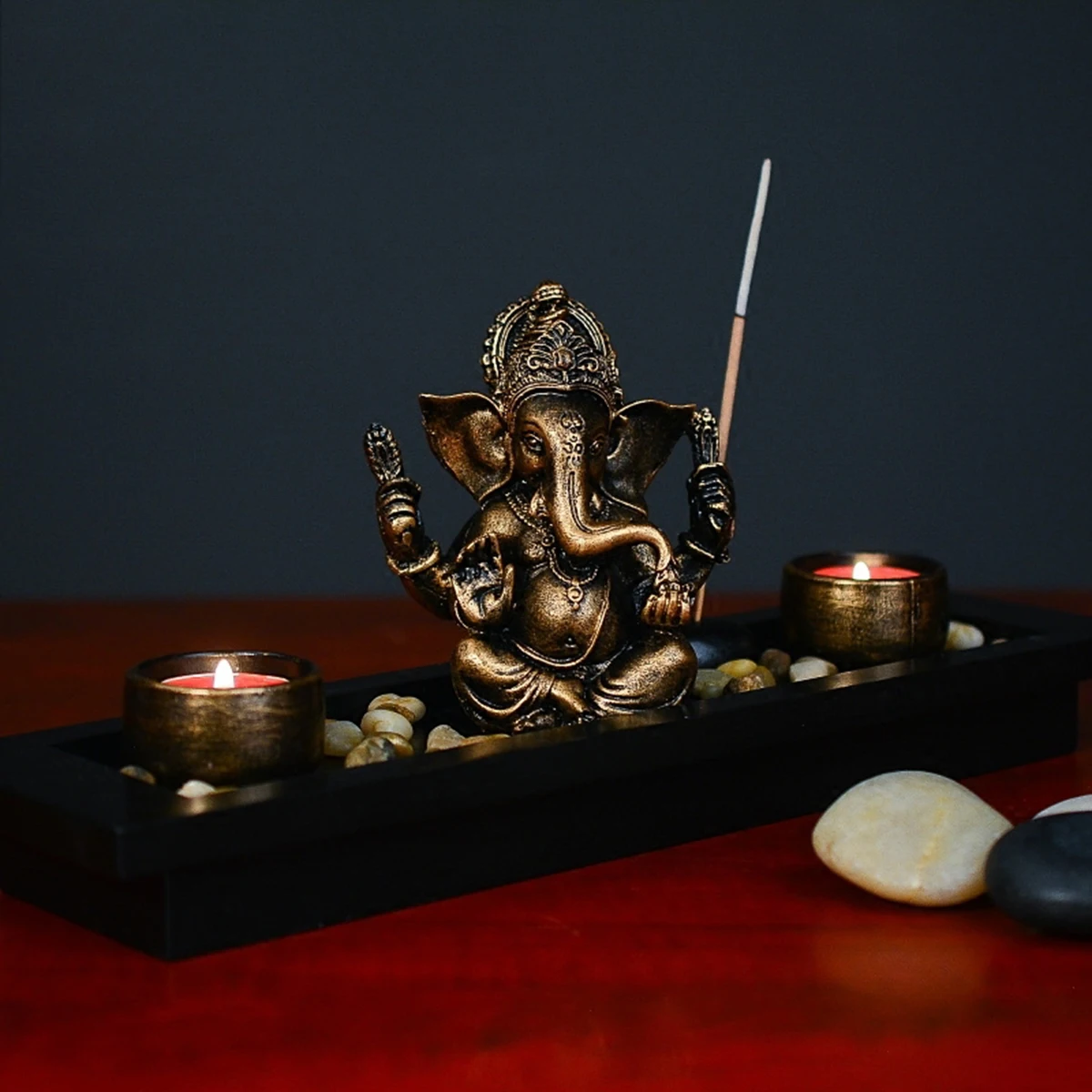 Ganesha Elephant Statue Candle Holders Candlestick Set Candle Sculpture