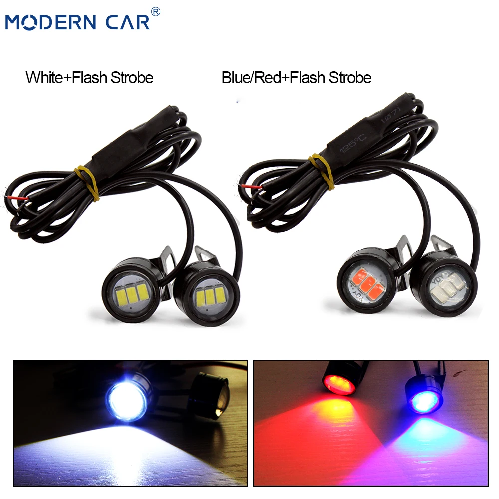 MODERN CAR 2pcs Automobile Rearview Mirror Mount Eagle Lamp Flash