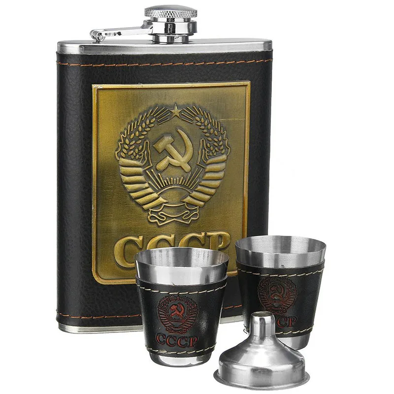 8oz Stainless Steel Hip Flask Liquor Alcohol Drink 2 Cups 1 Funnel Gift Box