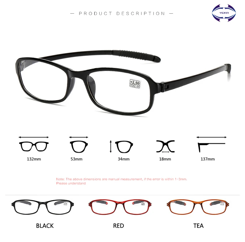 VCKA TR90 очки для чтения для женщин и мужчин, очки для дальнозоркости из смолы, ультралегкие очки для чтения+ 1+ 1,5+ 2+ 2,5+ 3+ 3,5+ 4,0