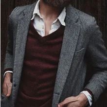 На заказ Серый твидовый пиджак с узором в елочку, повседневный твидовый пиджак на заказ