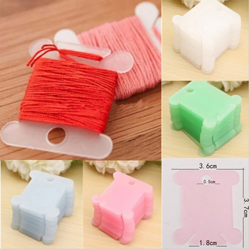 

100pcs Cross stitch winding board Embroidery Floss Craft Thread Bobbin Plastic Hand Embroidery Storage Holder
