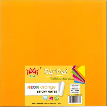 

4A Sticky Big Pad,15 x 15 Inches,Neon Orange,Self-Stick Notes,Stationery,Stickers Planner,30 Sheets/Pad,1 Pad/Pack,4A BP1515 NO
