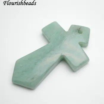 

Natural Green Aventurine Jade Cross Shape Pendant Fit Necklace Making