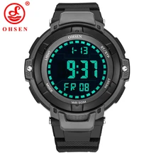 OHSEN мужские спортивные часы военные черные электронные часы мужские кварцевые цифровые светодиодные часы мужские повседневные часы 1709