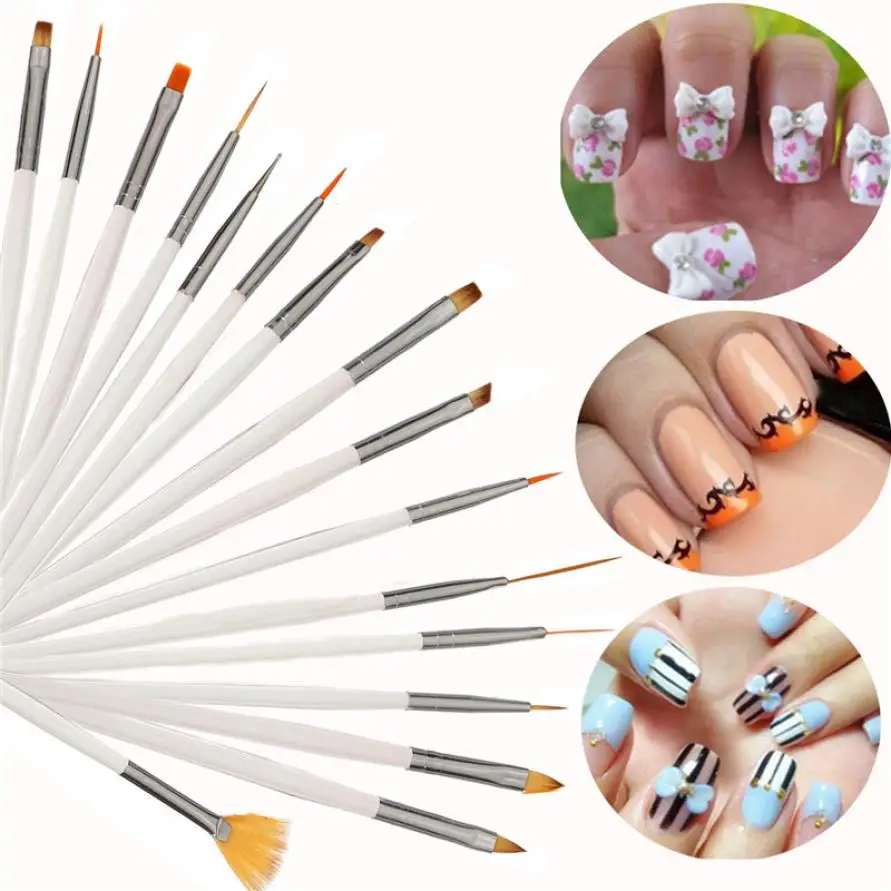 Buy 16pcs Nail Brush Brushes Set Nail Polish Gel Art Paint Design Pen Tools