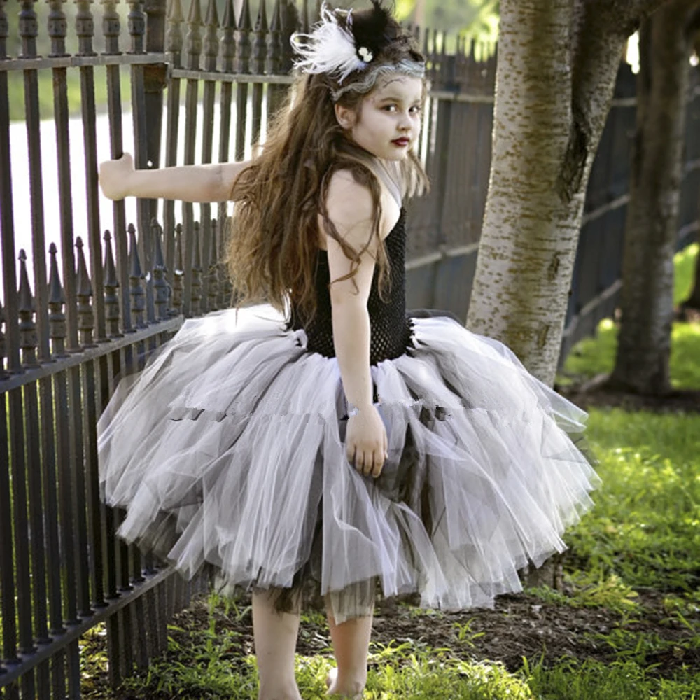 

Black and White Girl Tutu Dress Newborn- 24 Months 3T 4 T 5 Spooky First Birthday Photo Prop Kids Dress Up Halloween Costume