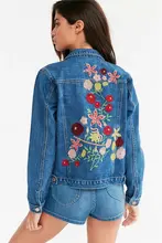 European Station autumn winter Denim Jacket Women Fashion Embroidered Jeans Jacket Women’s hole cowboy short coat Slim lady Tops