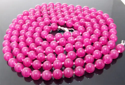 

FREE SHIPPING>> Long 50" Necklace Jade 8mm Round Beads Knotted Each Beads Single AAA++