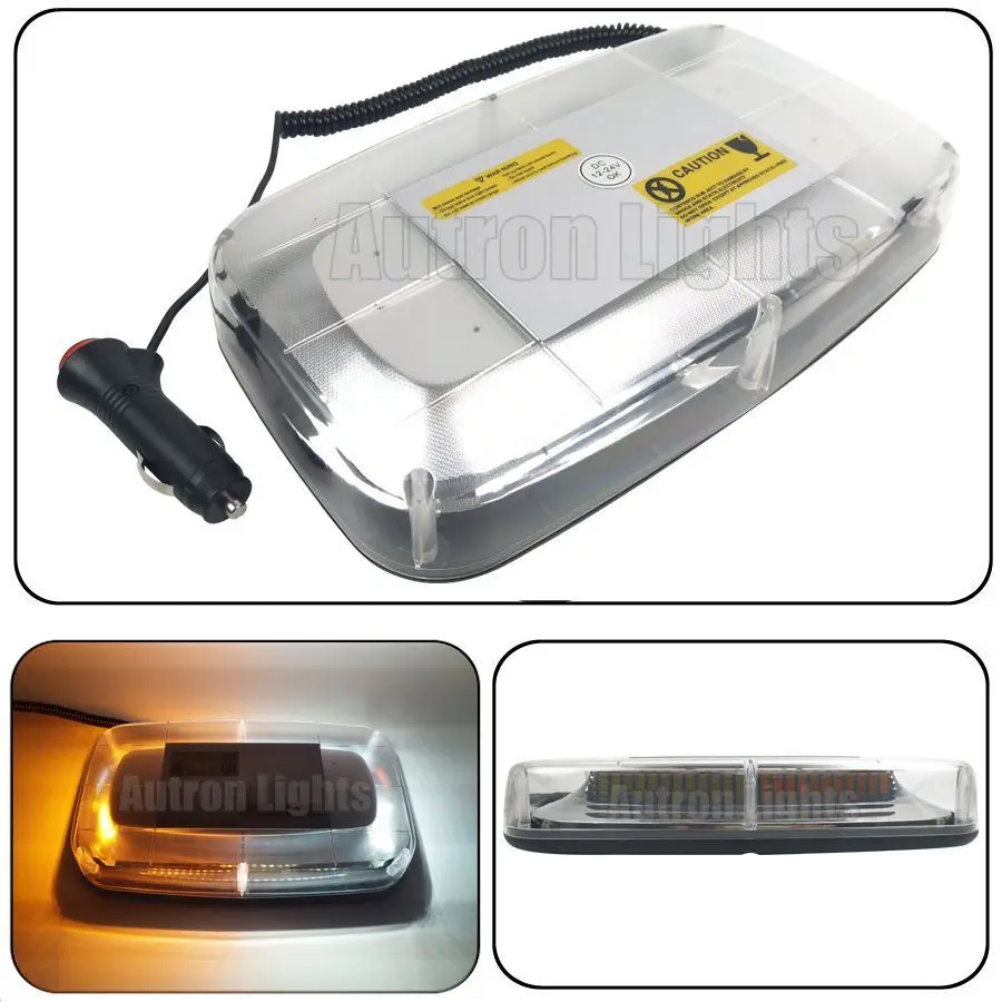 

CYAN SOIL BAY 72 LED Amber&White Emergency Beacon Roof Top Mini Warning Strobe Work Light Bar