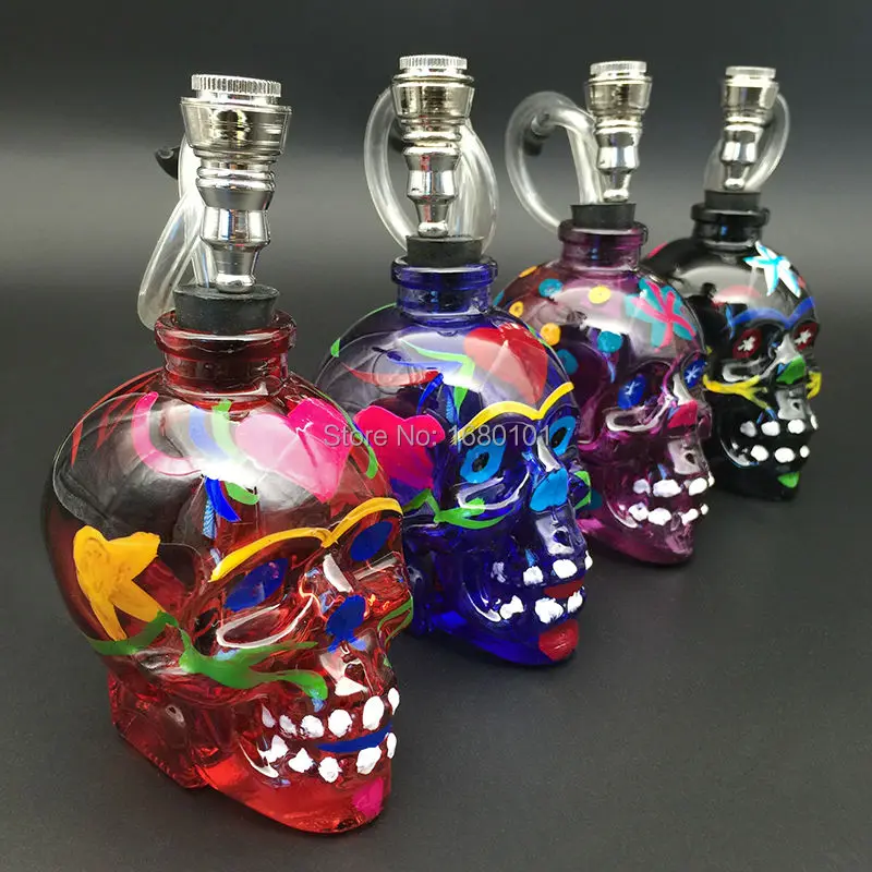 

Black skull glass pipes for smoking weed, paint, painting style design style different shisha pipe smoking weed, free shipping