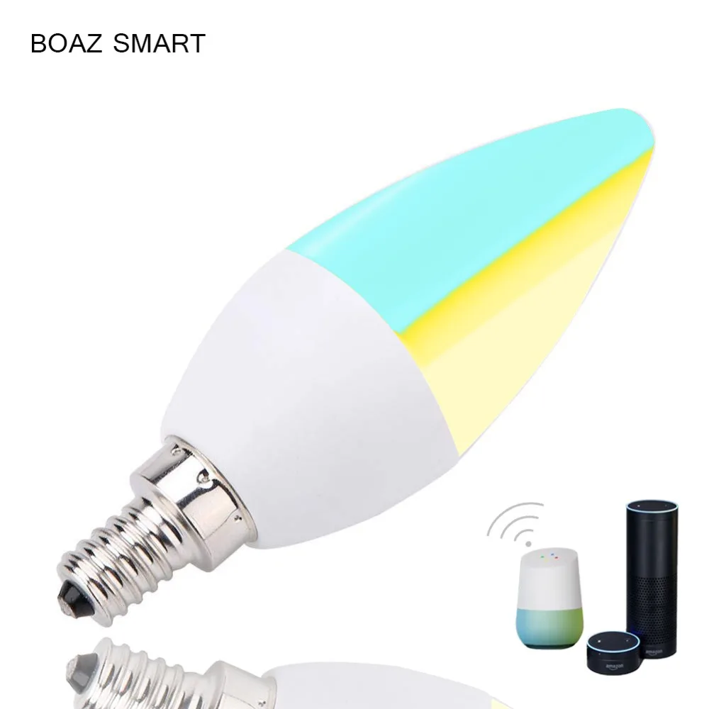 

Boaz-EC E14 Smart Wifi lED Candle Light Bulb Tuya Smartlife Dimmable bulb Voice Control by Alexa Echo Google Home IFTTT Siri