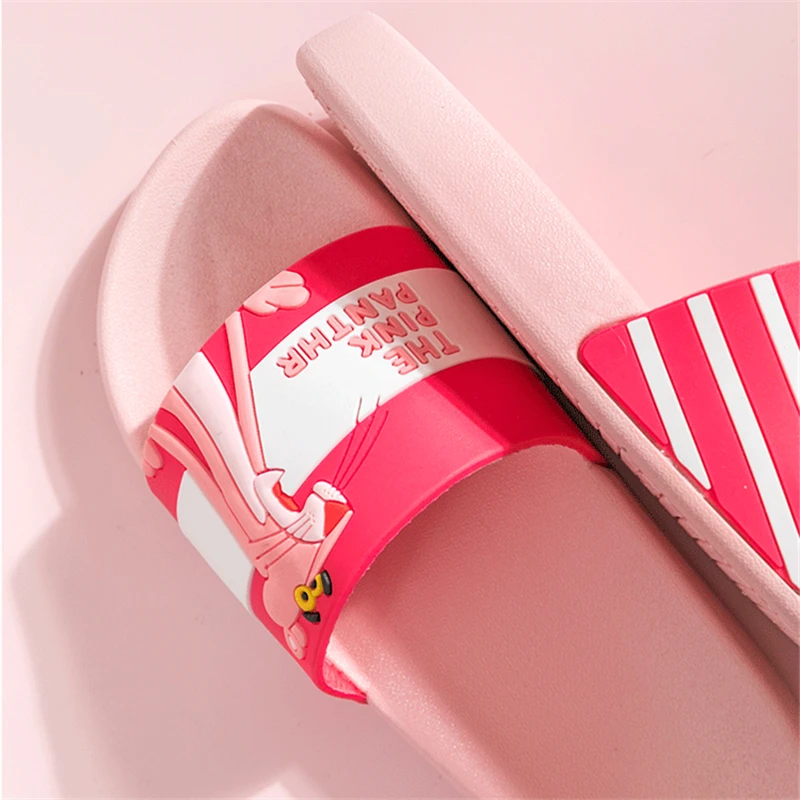 Online Cartoon Rosa Panther Sommer hausschuhe frauen schiefer strand rutschen Nicht slip damen flip flops haus frauen hausschuhe 42 Bad wohnungen
