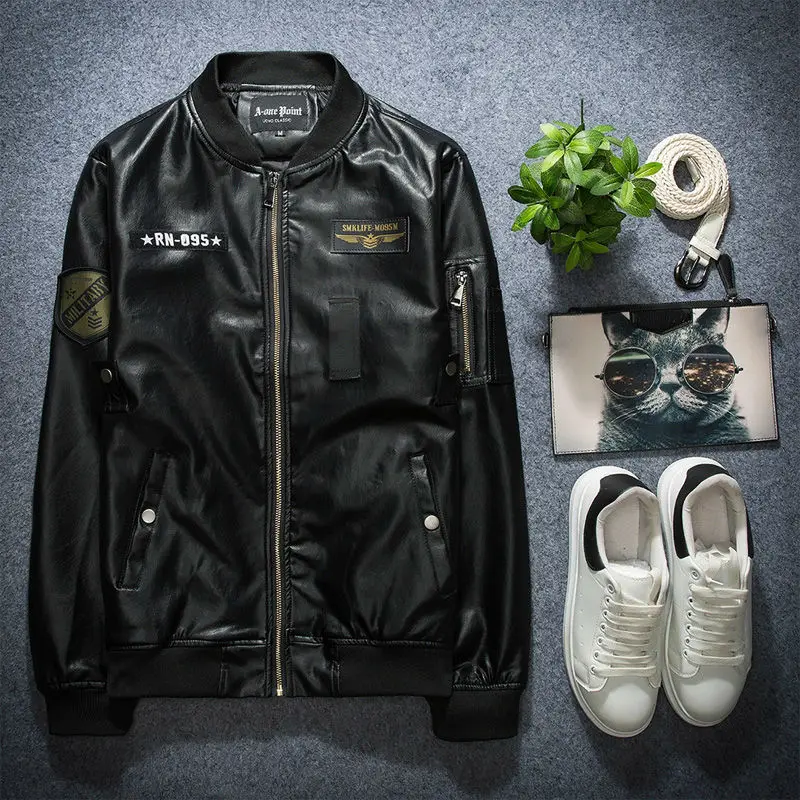 New Design Leather Jacket Men High quality Free Shipping mens coat Fashion Aviator Jacket Short Male clothes jacket Plus Size3XL