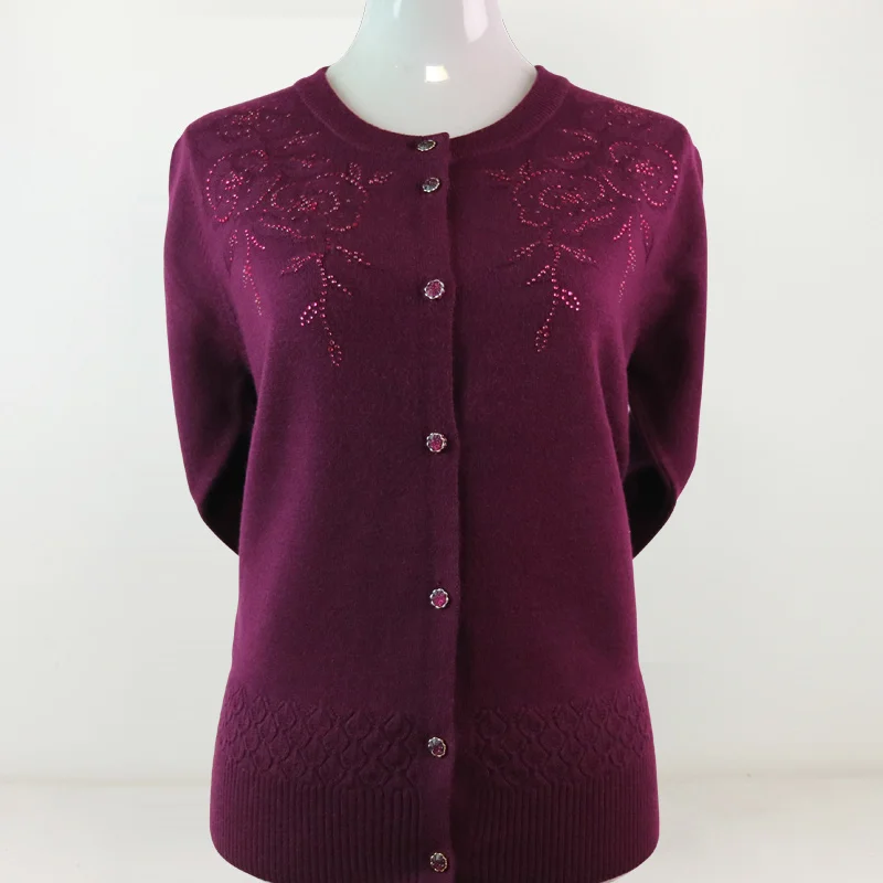 

2019 new fashion mama, women's autumn winter top sweater, old people's clothes, women's wear knitted sweater.