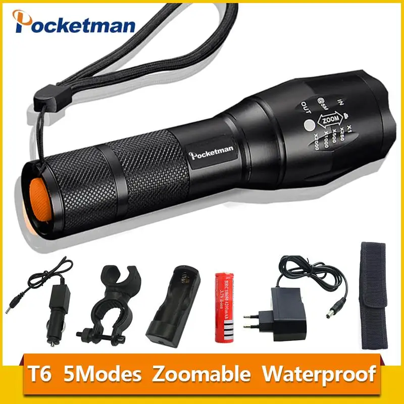 

2018 HOT XML T6 4000LM Tactical led Torch Zoomable LED Flashlight Torch light for AAA or 18650 Rechargeable battery z87