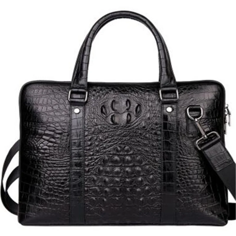 

New Style Crocodile Genuine Leather Men Handbags Fashion First Layer Cow Leather Large Capacity Computer Briefcase Bags