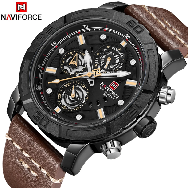 

2018 NEW Fashion Casual NAVIFORCE Brand Waterproof Quartz Watch Men Military Leather Sports Watches Man Clock Relogio Masculino