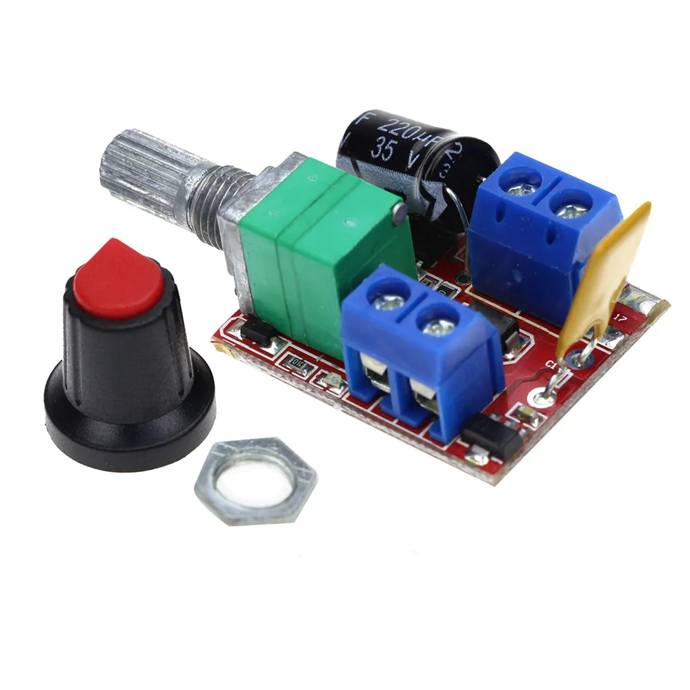 

DC-DC 3V-35V Mini 5A PWM Max 90W DC Motor Speed Controller Module Speed Control Switch LED Dimmer