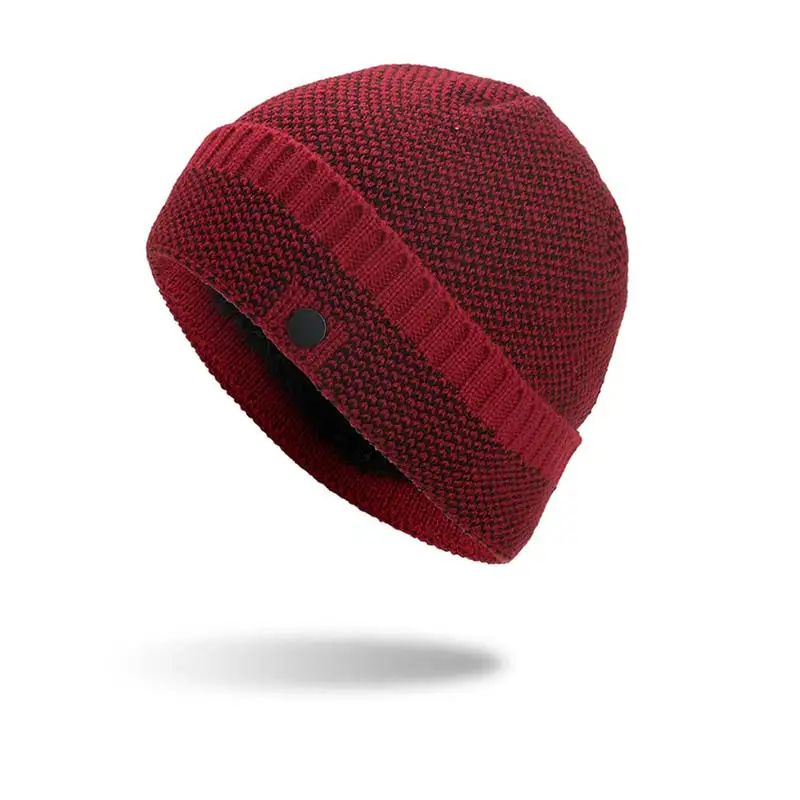 Осенне-зимние модные мужские шапки Skullies& Beanies, утолщенная уличная шапка, вязаная простая Удобная шерстяная шапка s - Цвет: ZZWM102-1-3