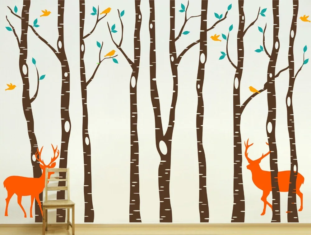 

Vinyl Tree Wall Decals 260x360cm Reindeer Tree Forest Birds Wall Stickers Decal Nursery Decor Wall stickers for kids Room D661