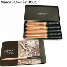 Marco Renoir-lápices de dibujo de arte profesional Premium, caja de hierro, lápices Pastel no tóxicos, 3001-12 Uds./H/F/HB/B/2B/3B