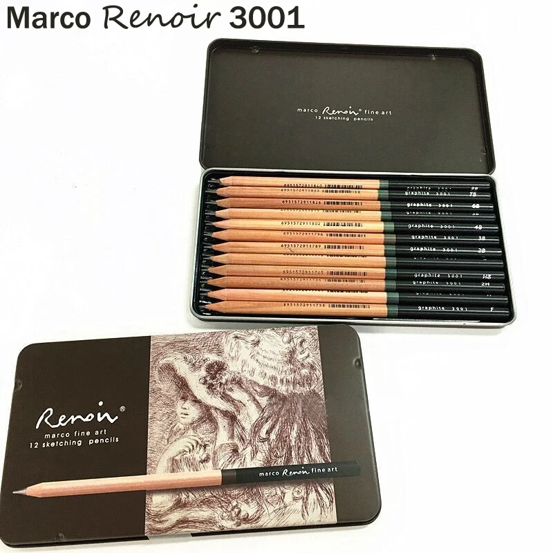 Профессиональный набор карандашей для рисования Marco Renoir железная коробка