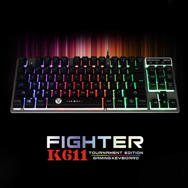 

Ergonomic Floating Membrane Gaming Keyboard Wired Waterproof RGB Backlit for Game PC DJA99