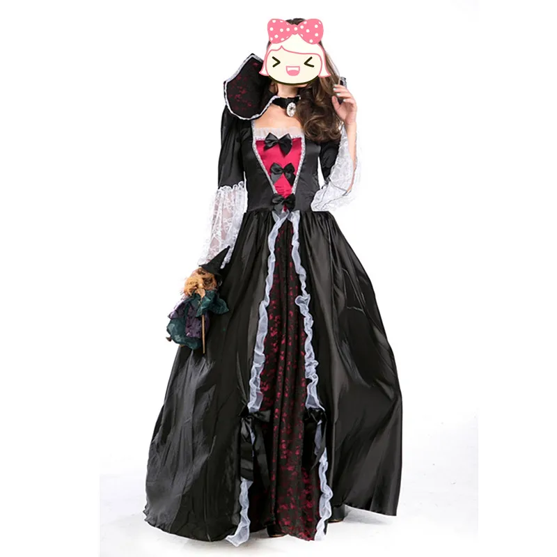 Luxury Vampire costumes halloween costumes for women evil queen medieval ball gowns black bat
