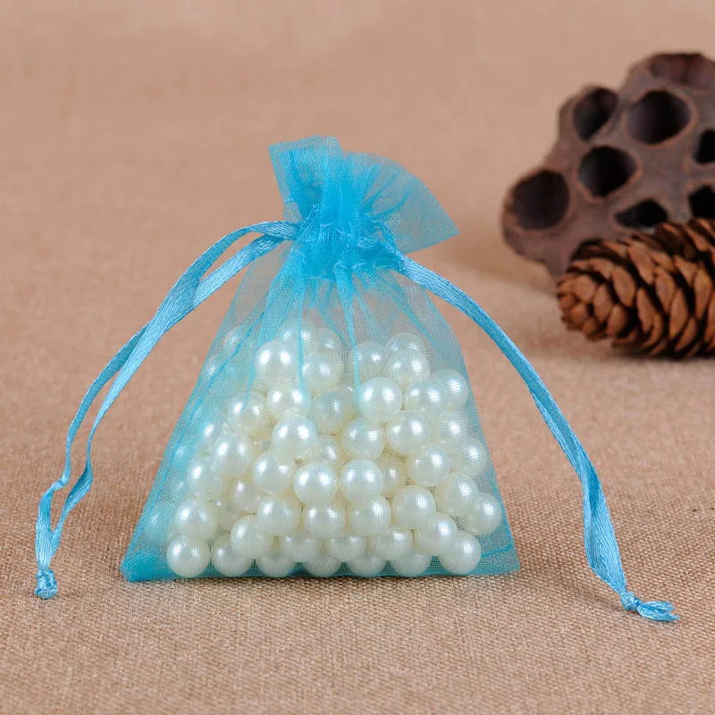 50 шт. Подарочный мешочек из органзы, упаковка для ювелирных изделий, конфета, Свадебная вечеринка - Цвет: Lake Blue