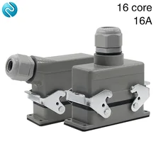 Rectangular H16B - HE - 016-1 heavy 16 pin connector line 16 a500v screw feet of aviation plug on the side