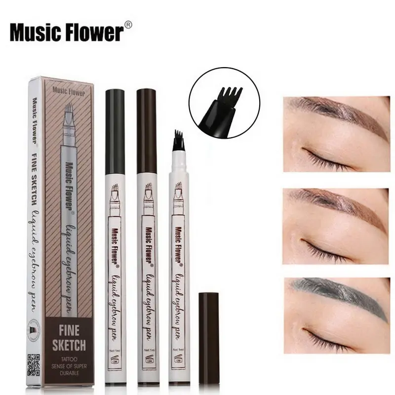 

Music Flower Eyebrow Pencil Matte Waterproof Eyebrow Pen Tattoo With Brush Long-Lasting Cosmetics Makeup Tools