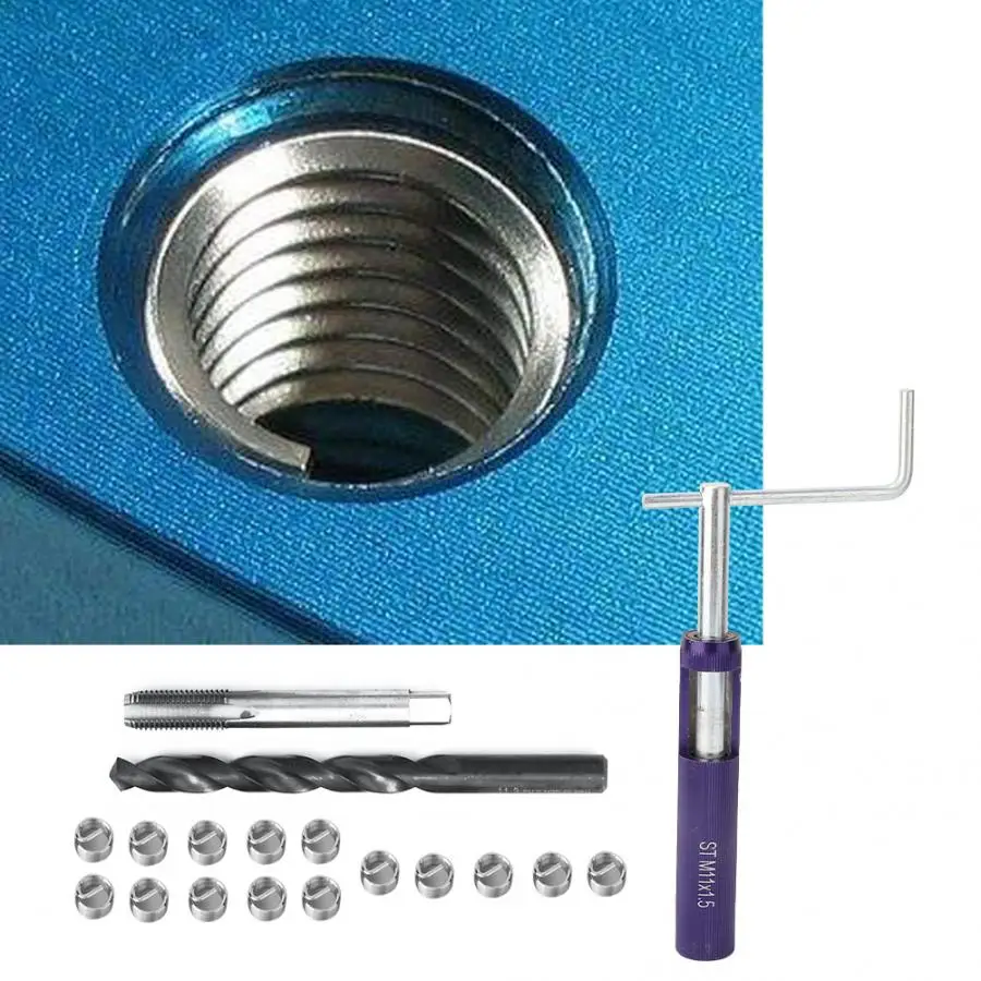 

18pcs M11/14 Stainless Steel Wire Screw Sleeve Thread Repair Insert Kit Tool Set stainless wire sleeve insert